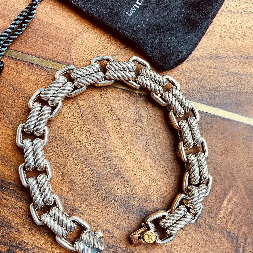David Yurman Sterling Silver Double Rectangular Bracelet